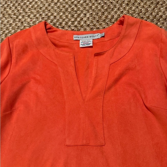 Gretchen Scott suede beach resortwear orange shift top women’s size XL - Picture 6 of 8